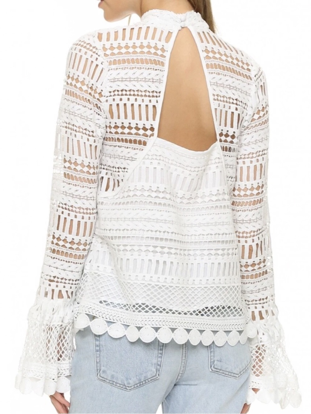 MINISTRY OF STYLE Wild Fox Lace Cut Bell-Sleeve Blouse - Womens 10 (AUS) 6 (US) - Picture 15 of 15